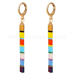 Серьги-кольца с подвесками из стеклянных бусин, длинные серьги с кисточками для женщин, красочный, 63 мм, штифты : 0.8 мм