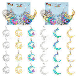 NBEADS 24 Pcs 3 Styles Moon Stitch Marker, 201 Stainless Steel Stitch Marker Removable Knitting Crocheting Accessories with Lobster Clasp for Sewing, Rainbow Color