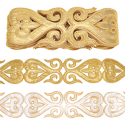 ポリエステルハートフローラル刺繍レーストリム  服飾材料  ゴールド  2-3/8インチ（60mm）  約4.37ヤード（4m）/ pc