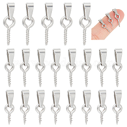 Unicraftale 90Pcs 3 Style 304 Stainless Steel Screw Eye Peg Bails, Stainless Steel Color, 14~17.5mm, Hole: 6x3mm, Pin: 1.3mm, 30pcs/style