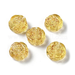 Brin de perles de lampadaire en sable doré fait à la main, rose, or, 15~16x16.5~17x7.5~8mm, Trou: 1.6mm, Environ 30 pcs/chapelet, 18.11'' (46 cm)