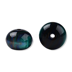 Perles en résine, pierre d'imitation, plat rond, dark cyan, 16x11mm, Trou: 2.1~2.3mm