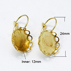 Brass Leverback Earring Findings, French Style Ear Wire, Unplated, Nickel Free 24mm, tray diameter: 12mm