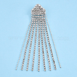Pin de solapa con borla de rhinestone de cristal, placa de hierro creativa para ropa de mochila, plata, 85x17.5x7mm, pin: 0.6 mm