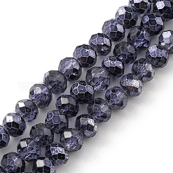 Fili di perle di vetro verniciato trasparente sfaccettato, Blue Marine, 4x3mm, Foro: 1 mm, circa 125pcs/filo, 15 pollice