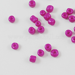 Baking Paint Glass Seed Beads, Magenta, 8/0, 3mm, Hole: 1mm, about 10000pcs/bag