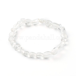 Bracelets extensibles en cristal de quartz naturel pour enfants, pierre roulée, pépites, diamètre intérieur: 1-3/4~1-7/8 pouce (4.3~4.7 cm)