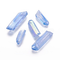 Perle di cristallo di quarzo naturale per elettroplacca, Senza Buco / undrilled, pepite, blu fiordaliso, 30~75x12~20x4~18mm, circa 32~60pcs/1000g