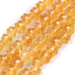 Millefiori a mano fili di perline di vetro, fiore, arancione scuro, 3.7~5.6x2.6mm, Foro: 1 mm, circa 88~110pcs/filo, 15.75'' (40 cm)