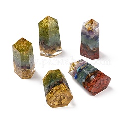 Orgonite Bullet, Resin Pointed Home Display Decoration, with Natural Gemstone and Metal Findings, Hexagonal Prism, 50~52x25~28x20~22.5mm