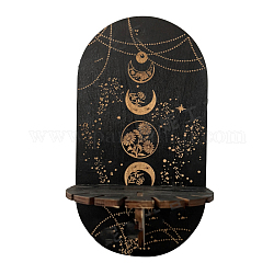 Petit présentoir en cristal mural en bois, support de cristal suspendu sorcière, pour le rangement des pendentifs pendule de radiesthésie en cristal, Motif de lune, 21.5x11.6 cm