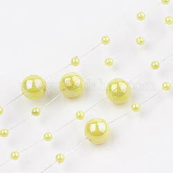 Abs Kunststoffimitation Perlen Perlenbesatz Girlandenstrang, ideal für Türvorhang, Hochzeit Dekoration diy Material, Gelb, 3~8 mm, ca. 60 m / Rolle