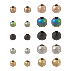 Mega pet 40pcs 10 style texturé 304 perles en acier inoxydable, ronde, couleur mixte, 4~6mm, Trou: 1.5~2mm, 4 pièces / style
