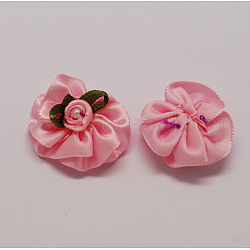 Handarbeit gewebt Ornament Accessoires, mit Acryl-Perlen Blume, Perle rosa, 29x27x14 mm