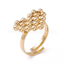 Placcatura ionica (ip) 304 anelli in acciaio inossidabile cuore anello regolabile per le donne, oro, diametro interno: 17~19mm