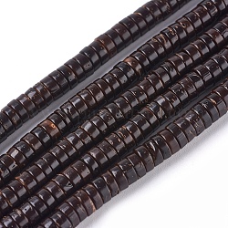Chapelets de perles de noix de coco, plat rond, brun coco, 5x2mm, Trou: 1mm, Environ 336~338 pcs/chapelet, 26.6 pouce (67.5 cm)