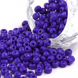Perline semi di vetro, semi di colori opachi, piccole perle artigianali per la creazione di gioielli fai da te, tondo, blu, 4mm, foro:1.5mm, circa 4500pcs/libbra