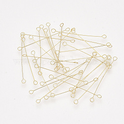 Connettori per maglie in ottone, perni a doppio lato, vero placcato oro 18k, 30x2.5x0.3mm, Foro: 1.5 mm