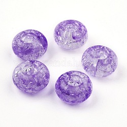 Perles en acrylique transparentes craquelées, Perles avec un grand trou   , rondelle, violet, 14x8mm, trou: 5.5 mm, environ 510 pcs / 500 g