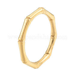 Placcatura ionica (ip) 201 anello da dito adesivo in bambù in acciaio inossidabile per donna, vero placcato oro 18k, misura degli stati uniti 7 3/4 (17.9mm)