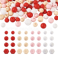 16 Style Food Grade Eco-Friendly Silicone Beads, Chewing Beads For Teethers, DIY Nursing Necklaces Making, Round & Octagon, Mixed Color, 12~15mm, Hole: 2~3mm, 152pcs/bag