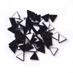 Cabochon acrilici floccati, triangolo, nero, 8.5x9.5x1.5mm