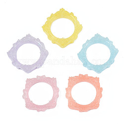 Transparent Resin Cabochons, Hollow Square, Mixed Color, 50x47x9.5mm, Inner Diameter: 33x32mm