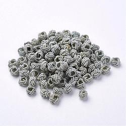 Perles de tissage en polyester, ronde, gris clair, 6x5mm, Trou: 4mm, environ 200 pcs / sachet 