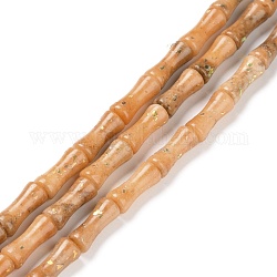 Нити из натурального доломита и синтетического опала, окрашенные, бамбуковую палку, светлый померанцевый, 12x5 мм, отверстие : 0.5 мм, около 34 шт / нитка, 15.94'' (40.5 см)