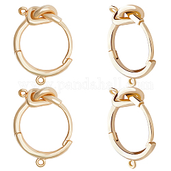 Beebeecraft 10 Pairs Brass Knot Hoop Earring Findings, with Horizontal Loop, Long-Lasting Plated, Real 14K Gold Plated, 7 Gauge(3.5mm), 17.5x13x3.5mm, Hole: 0.9mm, Pin: 1mm