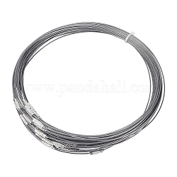 Unicraftale 50pcs 201 cordón de collar de alambre de acero inoxidable, con cierre de tornillo de cobre, gris pizarra, 17.5 pulgada (444.5 mm), 1mm, Cierre: 12x4 mm