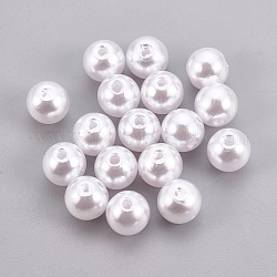 Perles d'imitation perles en plastique ABS, ronde, blanc, 4mm, Trou: 1.6mm
