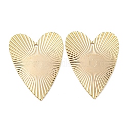 Rack Plating Brass Pendants, Heart, Real 18K Gold Plated, 30x23x1mm, Hole: 1.4mm