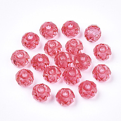 Transparent Resin Beads, Faceted, Rondelle, Deep Pink, 7.5~8x5~5.5mm, Hole: 1.5mm