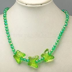 Schöne transparente Acrylketten für Kindertagsgeschenk, mit elastischen Kristall Gewinde, Frühlingsgrün, 15 Zoll