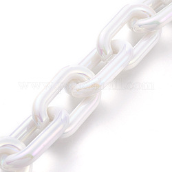 Handgefertigte Kabelketten aus Acrylimitationsperlen, Oval, für Schmuck machen, Muschelfarbe, Link: 31x18x5.5 mm