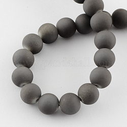 Painted Glass Bead Strands, Rubberized Style, Round, Dark Gray, 6mm, Hole: 1.3~1.6mm, about 133pcs/strand, 31.4inch