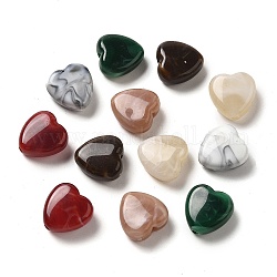 Perles acryliques opaques, cœur, couleur mixte, 14x14x7mm, Trou: 2mm, environ 270 pcs/500 g
