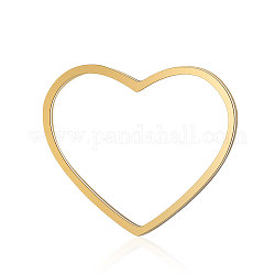 201 anelli di collegamento in acciaio inox, cuore, oro, 23.5x29.5x1mm, Foro: 27x18.5 mm