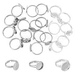 SUPERFINDINGS 30Pcs 3 Style Brass Pad Ring Settings, Platinum & Silver, US Size 5 1/4(15.9mm)~US Size 6 1/2(16.9mm), Tray: 12mm, 10pcs/style