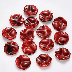 Ciondoli acrilico, stile gemstone imitato, piatto ondulato tondo, rosso, 19.5x19.5x5mm, Foro: 1.8 mm, circa 650pcs/500g
