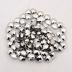 Triangle Electroplate Platinum Plated Glass Beads Strands, Faceted, Silver, 11.5x13x6.5mm, Hole: 1mm, about 100pcs/strand, 28.3 inch