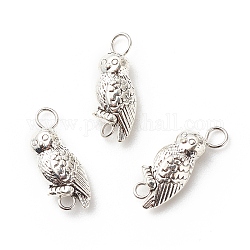Tibetan Style Alloy Connector Charms, with 304 Stainless Steel, Owl, Antique Silver, 19.5x7x5mm, Hole: 3mm