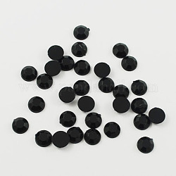 Transparent Acrylic Rhinestone Cabochons, Flat Back & Back Plated, Faceted, Half Round, Black, 12x4mm, about 1000pcs/bag