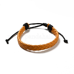 Браслеты из искусственной кожи с плетеным шнуром для женщин, регулируемые парафинированные браслеты шнур, оранжевые, 3/8 дюйм (0.9 см), внутренний диаметр: 2-3/8~3-1/2 дюйм (6.1~8.8 см)