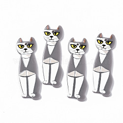 Acrylic Big Pendants, 3D Printed, Cat, Gray, 50x15x2mm, Hole: 1.6mm