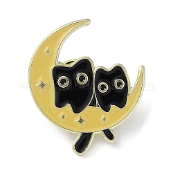 Alfileres de esmalte de gato negro, broche de aleación para ropa de mochila, luna, 30.5x27x1.5mm