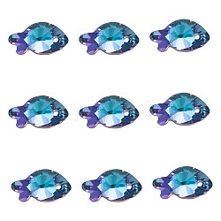 K9 pendenti di strass di vetro, imitazione di cristallo austriaco, sfaccettato, pesce, ametista chairo, 16.9x9x5.3mm, Foro: 1.2 mm