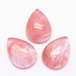 Watermelon Stone Glass Cabochons, Teardrop, 25x18x7mm