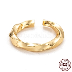 925 кольцо из стерлингового серебра, открытые кольца, твист, золотые, внутренний диаметр: 17 мм
